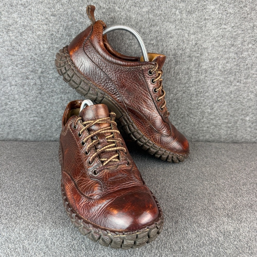 Born Leather Oxford Shoes Mens 9 Brown Grained Casual Comfort Laced Rugged